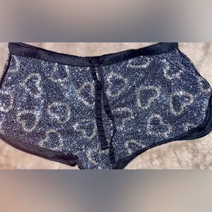 Victoria's Secret Black Glitter Heart Shorts size Large